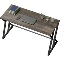 HOMCOM 55 Inch Computer Desk, Industrial Writing Desk with Z-Shaped Metal Leg, Study Table for Home Office, Distressed Gray