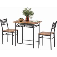 HOMCOM 3-Piece Small Dining Table Set for 2, Kitchen Table and Chairs with Storage Rack and Steel Frame, Brown