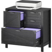 HOMCOM Lateral Filing Cabinet, Farmhouse File Cabinet with 4 Drawers, Fit Letter/A4/Legal Hanging Files, Black