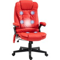 HOMCOM Heated Massage Office Desk Chair, Heated Reclining Computer Chair with 6 Vibration Points, Armrest and Remote, Red Aosom.com
