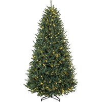 HOMCOM 9ft Prelit Christmas Tree, Colorado Blue Spruce, Easy Plug, Hinged Xmas Tree with Warm White & Multi-Color LED Lights