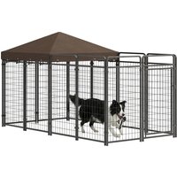 PawHut Outdoor Dog Kennel 9.3x4.6 Exercise Pen with UV Protection Canopy Water-resistant for Medium Large Dogs Aosom.com