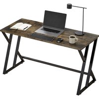 HOMCOM 55 Inch Computer Desk, Industrial Writing Desk with Z-Shaped Metal Leg, Study Table for Home Office, Rustic Brown