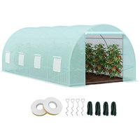 Outsunny 20’ x 10’ x 7’ Freestanding High Tunnel Walk-In Garden Greenhouse Kit - Green