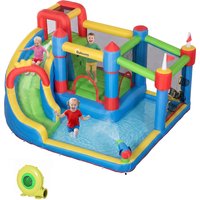 Outsunny Inflatable Water Slide Park 6-in-1 Kids Bounce House Castle with Pool Cannon Slide Trampoline Throwing Wall 450W Blower Aosom.com
