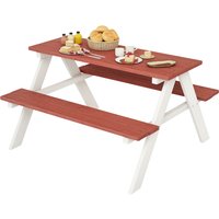 Outsunny Kids Brown Wooden Picnic Bench Table Set, Durable Outdoor Garden Furniture, Ages 3-8 Aosom.com