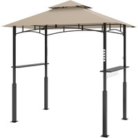 Outsunny 8' x 5' Outdoor Grill Gazebo, Barbecue Gazebo Shelter with LED Light, 2 Side Shelves, Hooks, Bottle Opener, Khaki Aosom.com