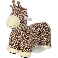 Qaba Kids Electric Ride On Giraffe, 6V Battery Powered Ride On Toy with Washable Cover, Music for 1.5-5 Years, Brown
