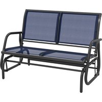 Outsunny 2-Person Outdoor Glider Bench, Patio Double Swing Rocking Chair Loveseat with Steel Frame, Dark Blue