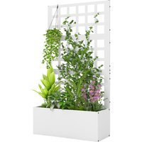 Outsunny Galvanized Raised Garden Bed Planter Box with Trellis for Climbing Plants, Vegetable, Vines, 24" x 9" x 44.5", White