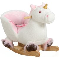 Qaba Unicorn Baby Rocking Horse, Kids Ride on Toy with Realistic Sound, Seat Belt for Toddlers 12-36 Months, White