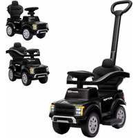 Qaba 3 In 1 Licensed Ford Kids Push Car with Push Handle, Horn, Sound, Secure Bar, Storage, for Toddlers 18-36 Months, Black