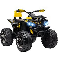 Aosom Kids ATV 12V Ride on Car with Music Realistic Headlights Wide Wheels Rechargeable Electric Yellow Aosom.com