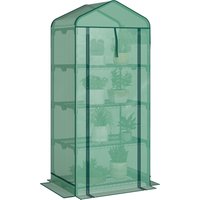 Outsunny Mini Greenhouse with Screen Roof, 4 Tier Portable Small Greenhouse with High Strength PE Cover, Green
