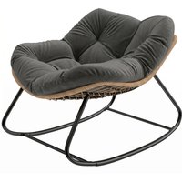 Outsunny Indoor Outdoor Papasan Rocking Chair, Oversized Rocking Egg Chair with Cushion for Garden, Patio, Dark Gray
