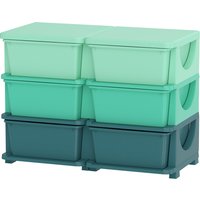 Qaba 3 Tier Kids Storage Organizer with 6 Drawers for Bedroom, Nursery, Kindergarten, Living Room, Boys and Girls, Green