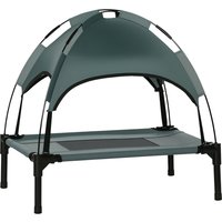 PawHut Elevated Dog Cot with UV Protection Canopy, Portable Cooling Pet Bed, 24 inch, Grey & Black Aosom.com