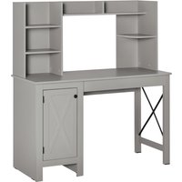 HOMCOM Light Grey Computer Desk with Bookshelves Cabinet Home Office Desk Storage Shelves Study Table Aosom.com