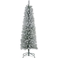 HOMCOM 6ft Artificial Christmas Tree, Snow Flocked Branches, Metal Base, Pencil Xmas Tree Aosom.com