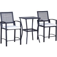 Outsunny 3-Piece Patio Bar Set, Rattan Wicker Outdoor Furniture with Soft Cushions for Backyards, Lawn, Deck, Poolside Aosom.com