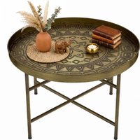 HOMCOM Coffee Table for Living Room, 24" Round Center Table with Hammered Tray Top and Metal Frame for Bedroom, Gold