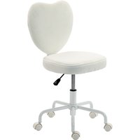HOMCOM Heart Love Shaped Back Design Vanity Chair, Office Chair with Adjustable Height and 360 Swivel Castor Wheels, White