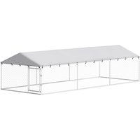 PawHut 20' x 7.5' x 5' Dog Kennel Outdoor for Large Dogs with Waterproof Roof, Silver
