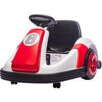 Qaba 6V Kids Bumper Car with Big Wheels, Electric Car for Kids with 360-Degree Spin, Slow Start, for 37-72 M, Red