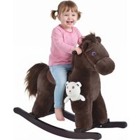 Qaba Brown Plush Rocking Horse for Toddlers, Nursery Rocker with Animal Sounds, Cozy & Soft Toy for Playtime, 18-36 Months Aosom.com