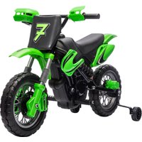 Qaba 12V Kids Motorcycle, 2 x 35W Electric Dirt Bike with Training Wheels, Rear Suspension, Horn for 3-6 Years, Green