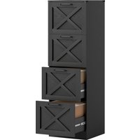 HOMCOM Vertical Storage Drawers Farmhouse X Pattern Printer Stand Fits Letter Files 4 Drawers Black