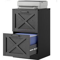 HOMCOM Vertical Storage Drawers Farmhouse X Pattern Printer Stand Fits Letter Files 2 Drawers Black