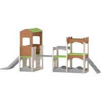 Qaba 8 in 1 Toddler Slide Set with Balance Bridge, Playhouse, Climber, Storage, Indoor Playset Playground for 3-6 Years