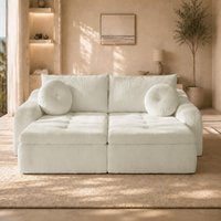Cozy 2-Piece Chaise Lounge Set with Left and Right Design, Modern Corduroy Lounge Chair with Spring Padding, 66'' L x 76" W x 23" H, White Aosom.com