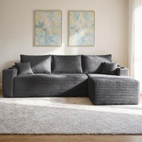 Chic Fabric Sofa with L-Shaped Chaise and Side Pockets, Practical Couch for Living Room and Bedroom, 108'' L x 63" W x 23" H, Grey Right Aosom.com