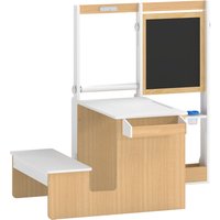Qaba 5-in-1 Kids Art Table and Chair Set with Easel, Wooden Craft and Play Activity Desk with Storage