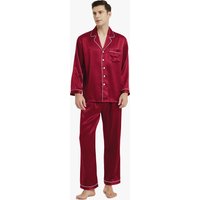 Men's Silk Pajamas 19 Momme 100% Silk Fit Machine Washable With Pocket Claret L