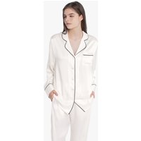 Silk Pajamas Set for Women Real 100 Silk Pure OEKO Certified Casual With White Piping Ivory M
