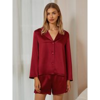 Mommesilk - Yves Classic 100% Pure Silk Comfortable Pajama Set Barbados Cherry - XS