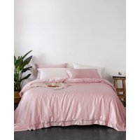22 Momme 4PCS Silk Fitted Sheet Set 100 Silk Breathable Eco-friendly Luxurious Silk Rosy Pink Standard