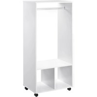 HOMCOM Wardrobe without Doors with Hanging Rod and Storage Shelves Mobile Garment Rack on Wheels Bedroom, White | Aosom Ireland