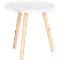 HOMCOM Flower Eteched Side Table w/Saucer Top Wood Legs Bedroom Furniture Coffee End Table Display Decoration Elegant - | Aosom Ireland