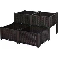 Outsunny Set of 4 Garden Raised Bed Elevated Patio Flower Plant Planter Box Vegetables Planting Container PP | Aosom Ireland