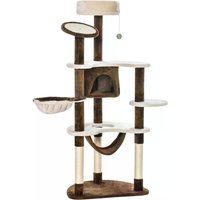 Pawhut Cat Tree Scratching Tower House Activity Center Post Climbing Hammock Condo Perch 153 cm | Aosom Ireland