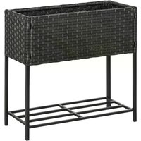 Outsunny Rattan Planter Box Indoor/Outdoor with Tool Storage Rack Elevated Work Area 28 | Aosom Ireland