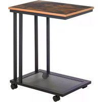 HOMCOM Sofa Side End Table, Mobile Coffee Table, Laptop Stand with Rolling Castors, Metal Frame, Storage Wooden Trolley | Aosom Ireland