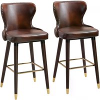 HOMCOM bar chairs with backs luxury counter height thick cushion 2 pieces European style brown golden bar chairs | Aosom Ireland