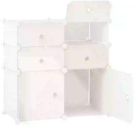 HOMCOM DIY Plastic Wardrobe Closet Free Standing Cupboard 6 Cubic Organizer Home Clothes T-shirt Divider - White | Aosom Ireland
