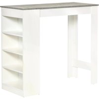 HOMCOM Bar Table Coffee Table Kitchen Dining Table with 4-Tier Storage Shelf for Kitchen, Dining Room, Living Room, Grey | Aosom Ireland