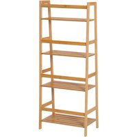 HOMCOM Estante Bambu 4 Prateleiras Escada 48x31,5x120cm Sala Estar Escritório Madeira Resistente Aosom Portugal